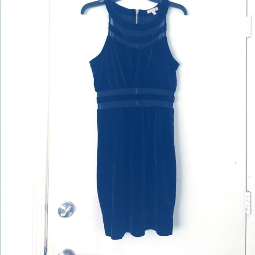 Short Velvet Gianni Bini Dress w Mesh Cutouts